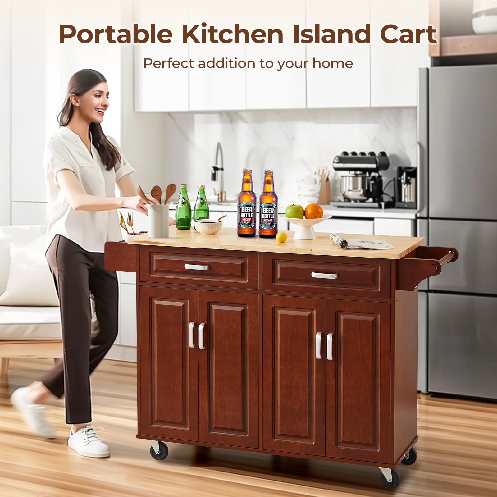 Amazon.com: Unovivy 54“ Large Kitchen Island with Storage, Kitchen